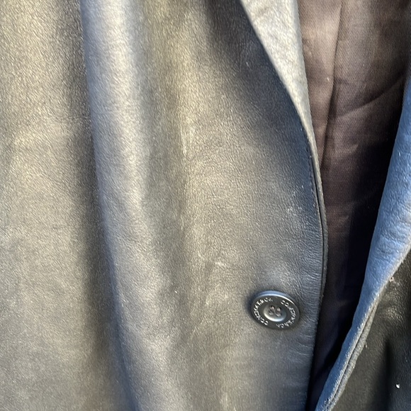 Comstock & Co Leather Jacket Size 46 Black Buttons Pockets Grunge MInim… - Picture 16 of 16